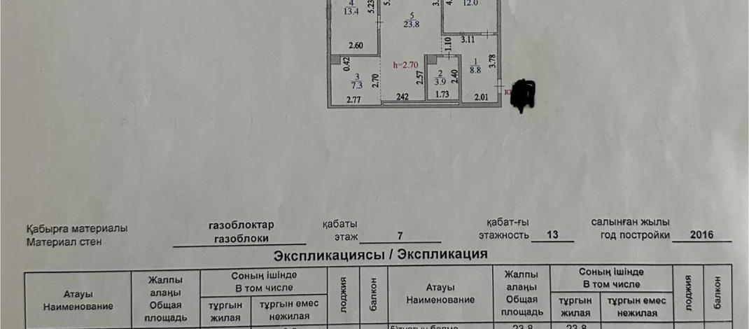 3-комнатная квартира · 70 м² · 7/13 этаж, Акан серы 16 — Семья с детьми