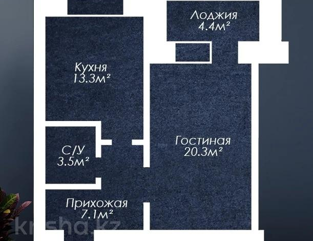 1-комнатная квартира · 48.6 м² · 7/9 этаж, мкр. Алтын орда, Мустафы Шокая 2 — Санкибай батыра