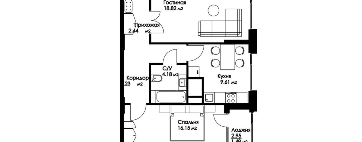 2-комнатная квартира, 62 м², 12/16 этаж, Асфендиярова 9