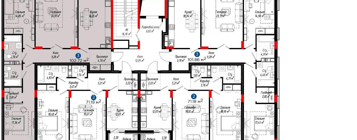 3-комнатная квартира, 103 м², 7/8 этаж, Сарайшык 6