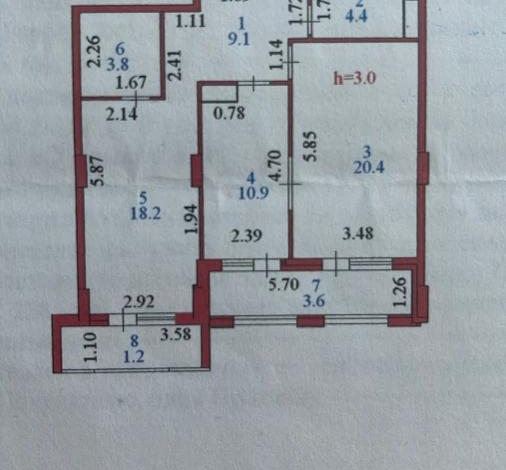 3-комнатная квартира, 73 м², 3/8 этаж, Кабанбай батыра 7а