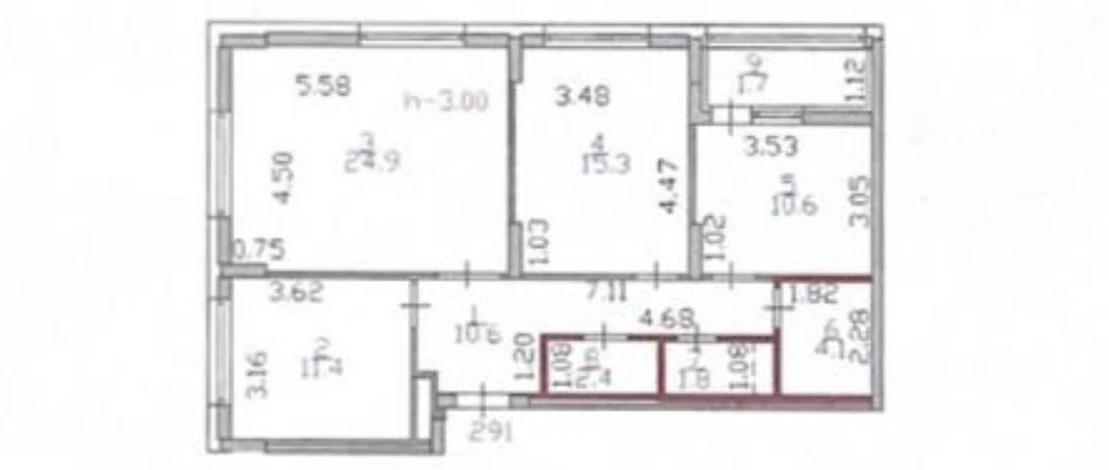 3-комнатная квартира, 82.8 м², 9/10 этаж, Туран 55/4