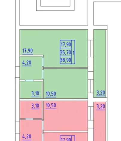 2-комнатная квартира, 39 м², 4/9 этаж, Е-810 2/21