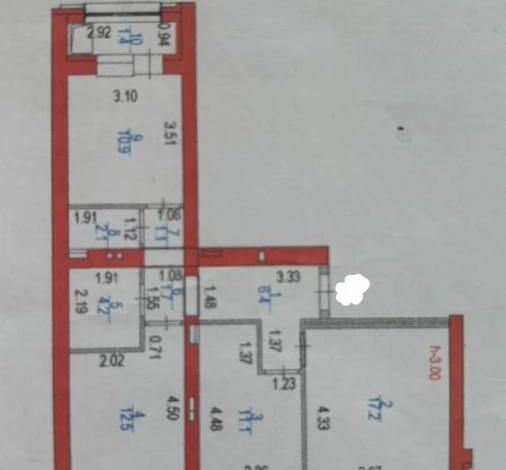 3-комнатная квартира, 69.9 м², 6/9 этаж, Туран 55/7