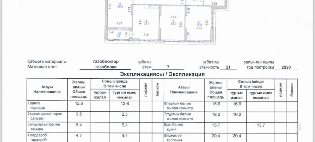 3-комнатная квартира, 102.4 м², 7/21 этаж, Акмешит 13/3