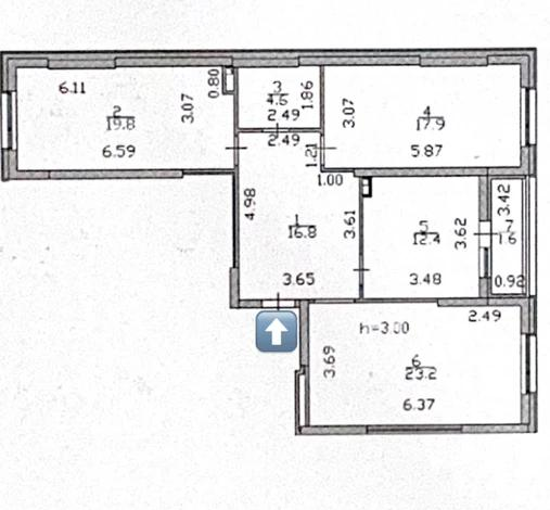 3-комнатная квартира, 96.5 м², 2/12 этаж, Туран 50/5