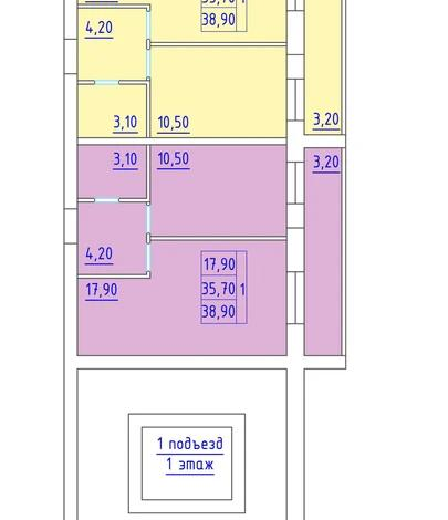 1-комнатная квартира, 38.9 м², 9/9 этаж, Е-810 2/21