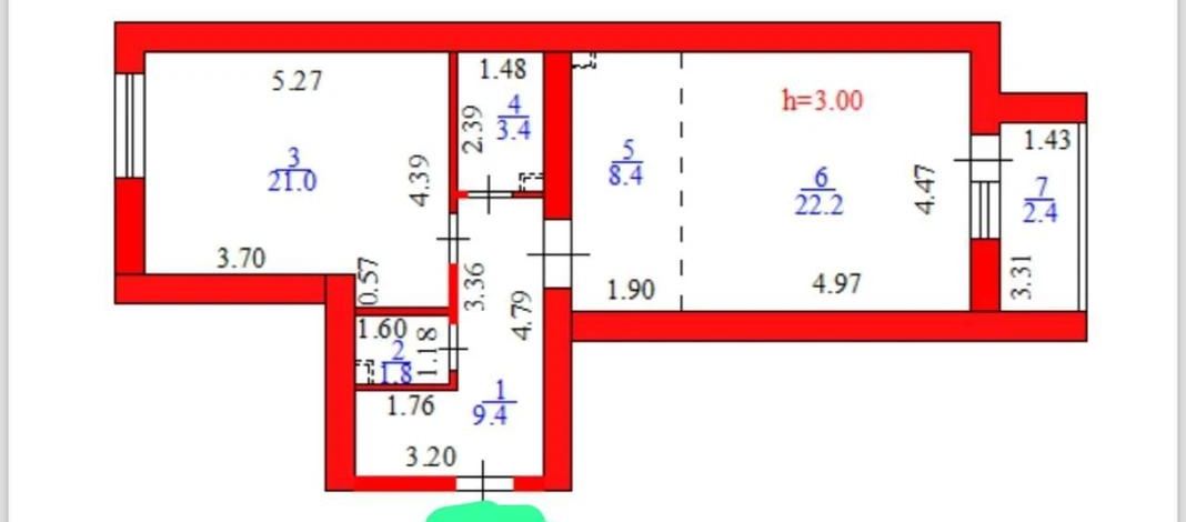 2-комнатная квартира, 69 м², 2/12 этаж, Жошы хан 13