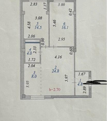 3-комнатная квартира, 72.2 м², 8/9 этаж, Улы Дала 27/1