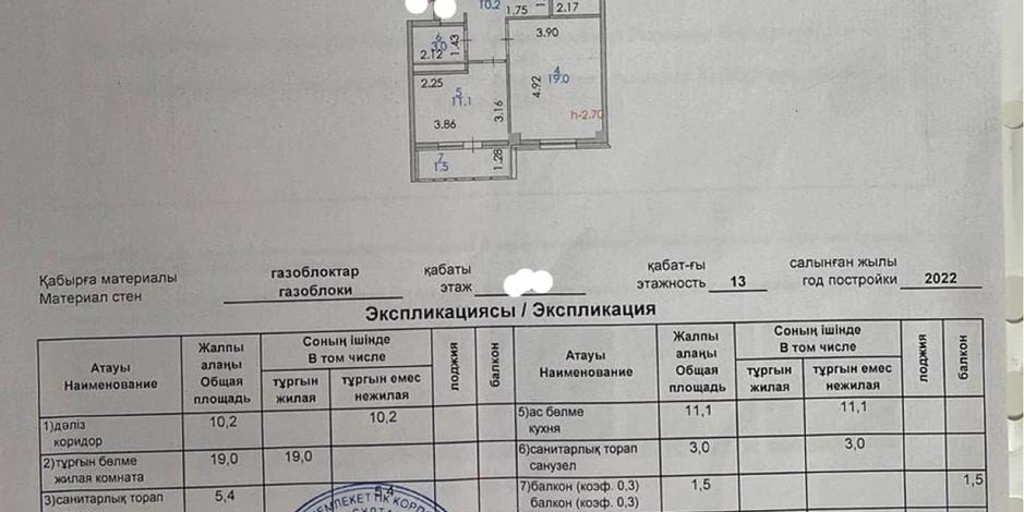 2-комнатная квартира, 69 м², 4/13 этаж, Ракымжан Кошкарбаев 48