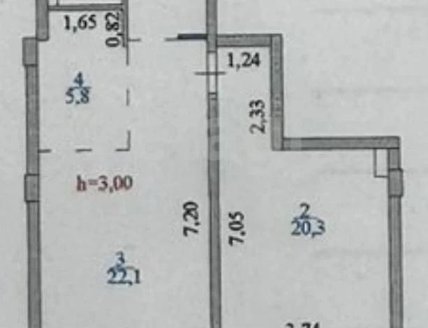 2-комнатная квартира, 57 м², 1/7 этаж, Е -32 1/1