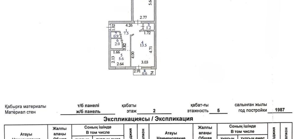 2-комнатная квартира, 47.3 м², 2/5 этаж, Куйши Дина 37