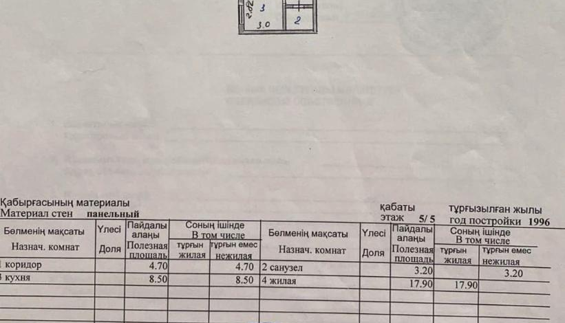 1-комнатная квартира, 34.3 м², 5/5 этаж, карасай батыра 20