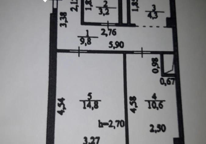 2-комнатная квартира, 43.6 м², 10/12 этаж, Кошкарбаева 40