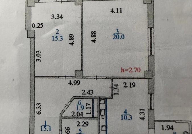 2-комнатная квартира, 68.3 м², 11 этаж, И.Омарова 3