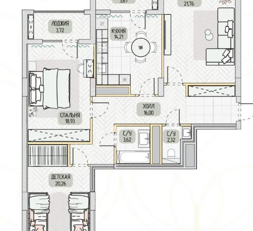 3-комнатная квартира · 100 м² · 7/9 этаж, Кокжал Барака 19/1