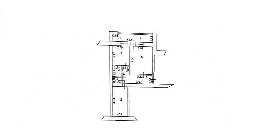 2-комнатная квартира · 53.7 м² · 6/9 этаж, Красина 11