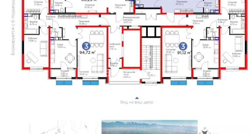 2-комнатная квартира · 64 м² · 10/12 этаж, мкр Гажайып — Монке би