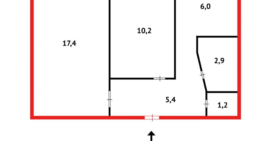 2-комнатная квартира · 43.9 м² · 5/5 этаж, 16микрайон