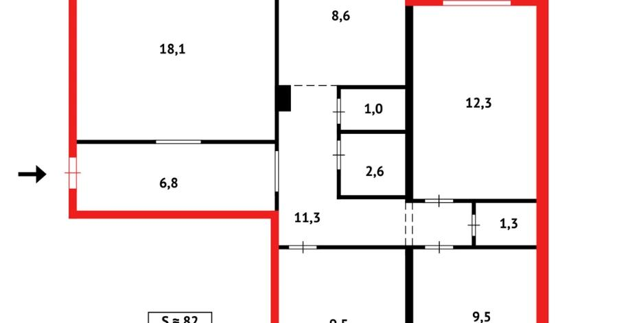 4-комнатная квартира · 80.1 м² · 8/9 этаж, Степной 1