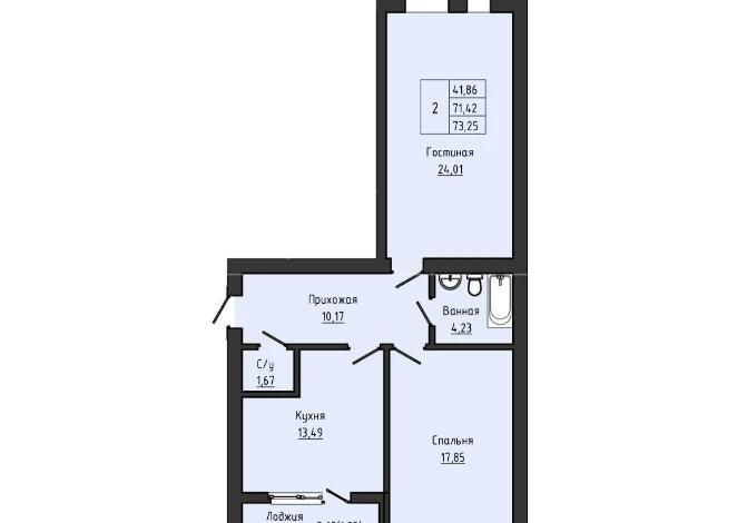 2-комнатная квартира · 73.25 м², мкр. Алтын орда 228/3 — РЯДОМ НОВАЯ ШКОЛА И САДИК