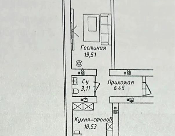 2-комнатная квартира, 49.4 м², 8/12 этаж, Нажмиденова б/н — А52