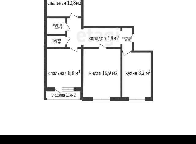 3-комнатная квартира · 62.2 м² · 9/9 этаж, Молдагуловой