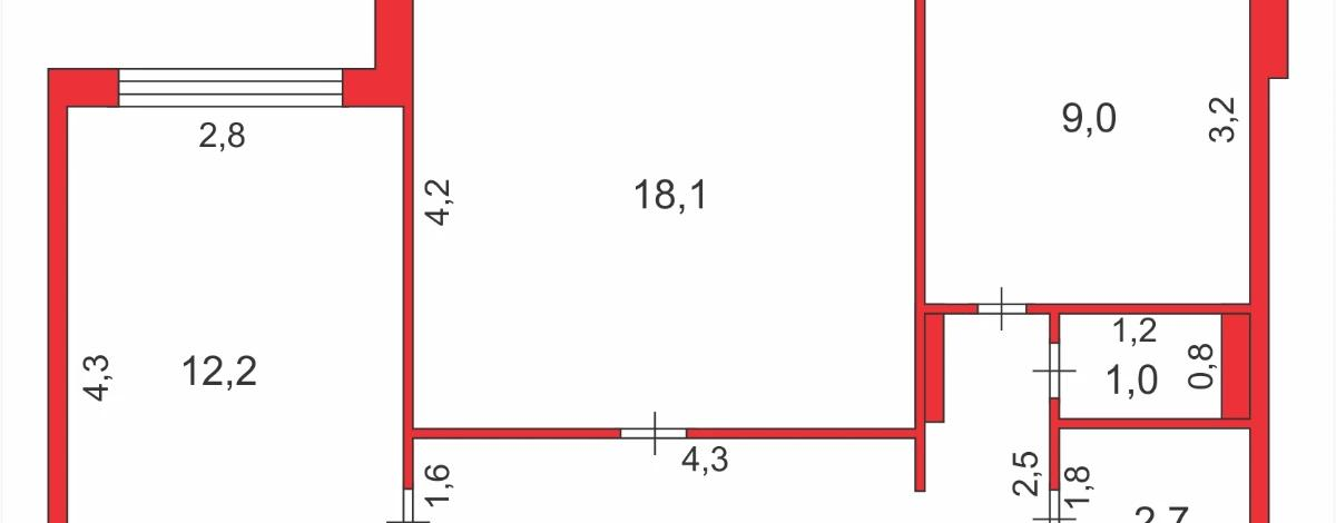 2-комнатная квартира · 54 м² · 8/9 этаж, мкр Юго-Восток, Мкр Гульдер 2, Таттимбета 9