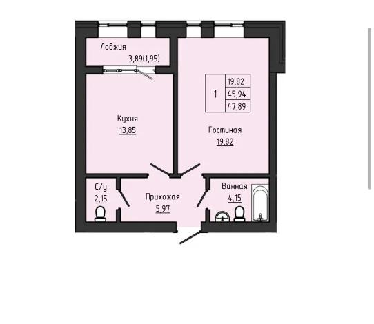 1-комнатная квартира · 47.89 м² · 4/7 этаж, мкр. Алтын орда, Просп Алаш 192 — Газиза Жубанова