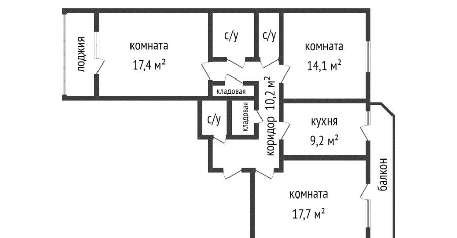 3-комнатная квартира · 84 м² · 8/9 этаж, Ильяса Есенберлина 13/4