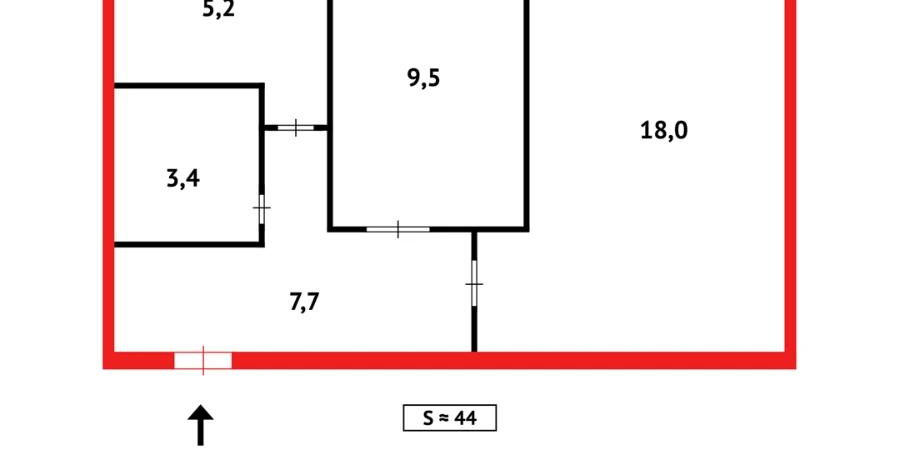 2-комнатная квартира · 45.7 м² · 8/9 этаж, мкр Юго-Восток, Строителей