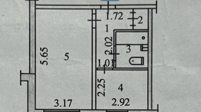 1-комнатная квартира · 33.7 м² · 1/5 этаж, Казыбек би 30