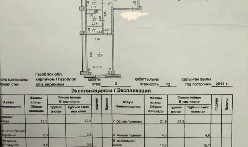2-комнатная квартира · 80 м² · 2/12 этаж, Кошкарбаева 46/1