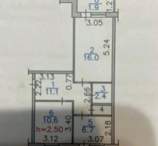 2-комнатная квартира · 50.5 м² · 2/5 этаж, Карбышева 34