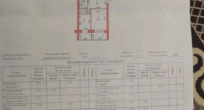 3-комнатная квартира · 64 м² · 5/5 этаж, Алия Молдагуловой 47