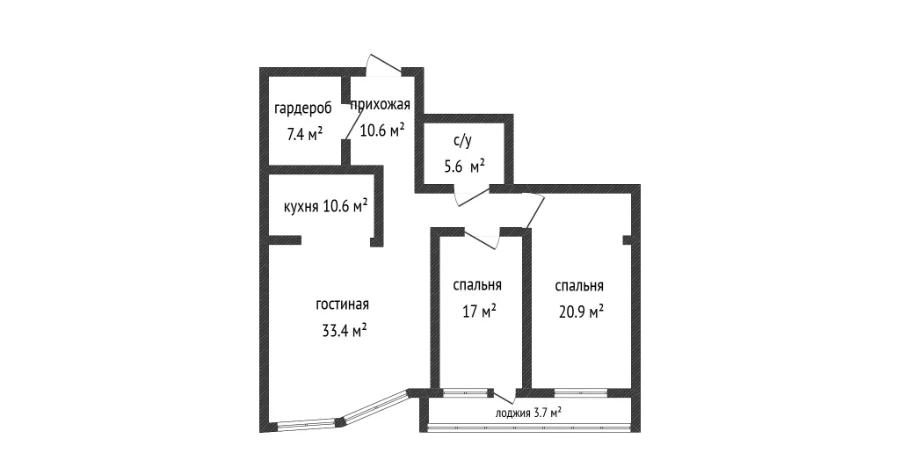 3-комнатная квартира · 117.3 м² · 2/10 этаж, Мкр 12