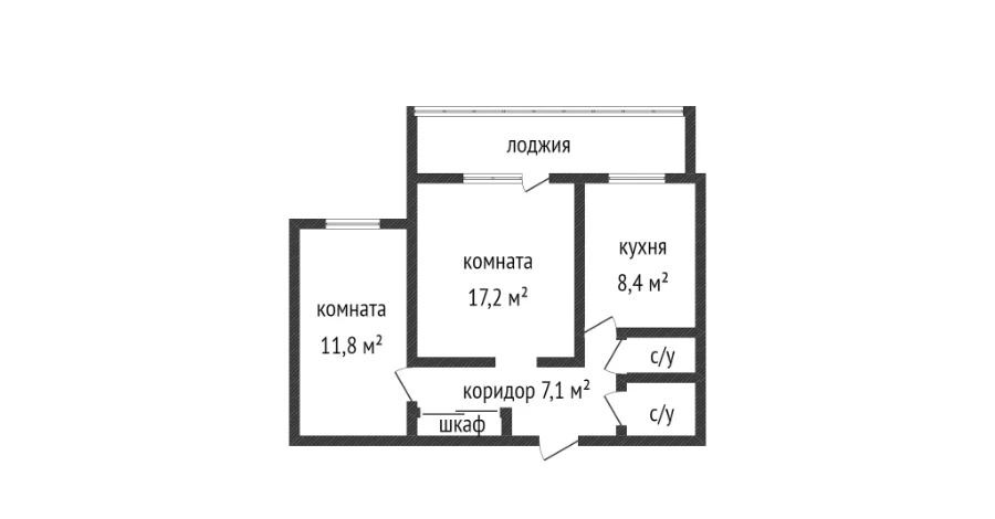 2-комнатная квартира · 52.6 м² · 1/9 этаж, проспект Абая 1 — ТД Тамерлан