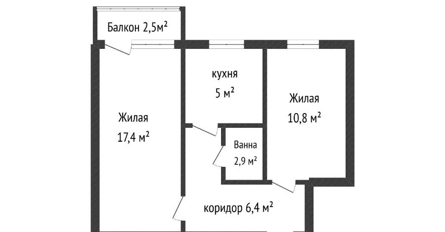 2-комнатная квартира · 45 м² · 4/5 этаж, жангильдина