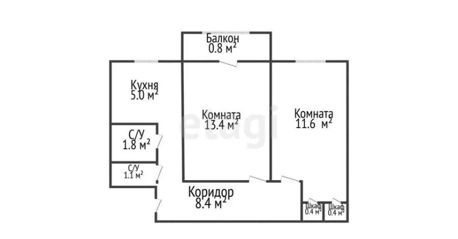2-комнатная квартира · 43 м² · 4/5 этаж, Байтурсынова — Студенческий - КЕНТУККИ